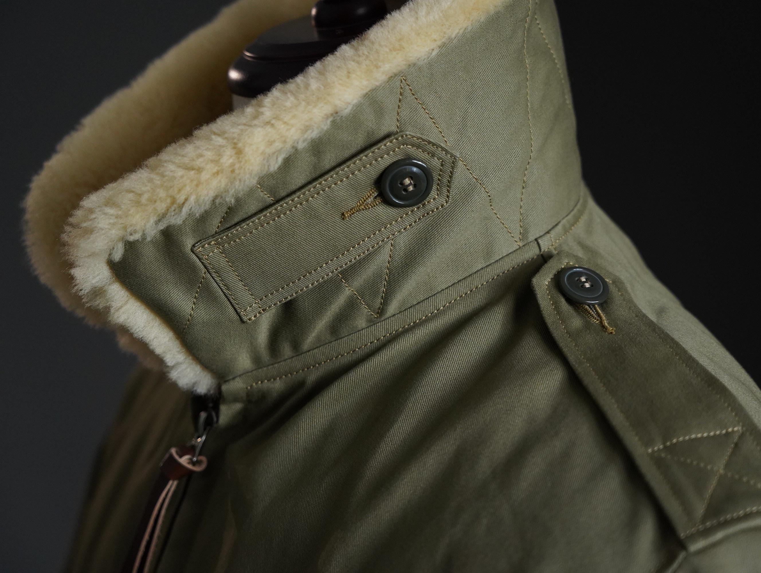 Binhai Global B-10 Flight Jacket – WWII Flying Tigers Style, Wool Alpaca Lining, TALON Zipper, Heavyweight Winter Jacket, Beige