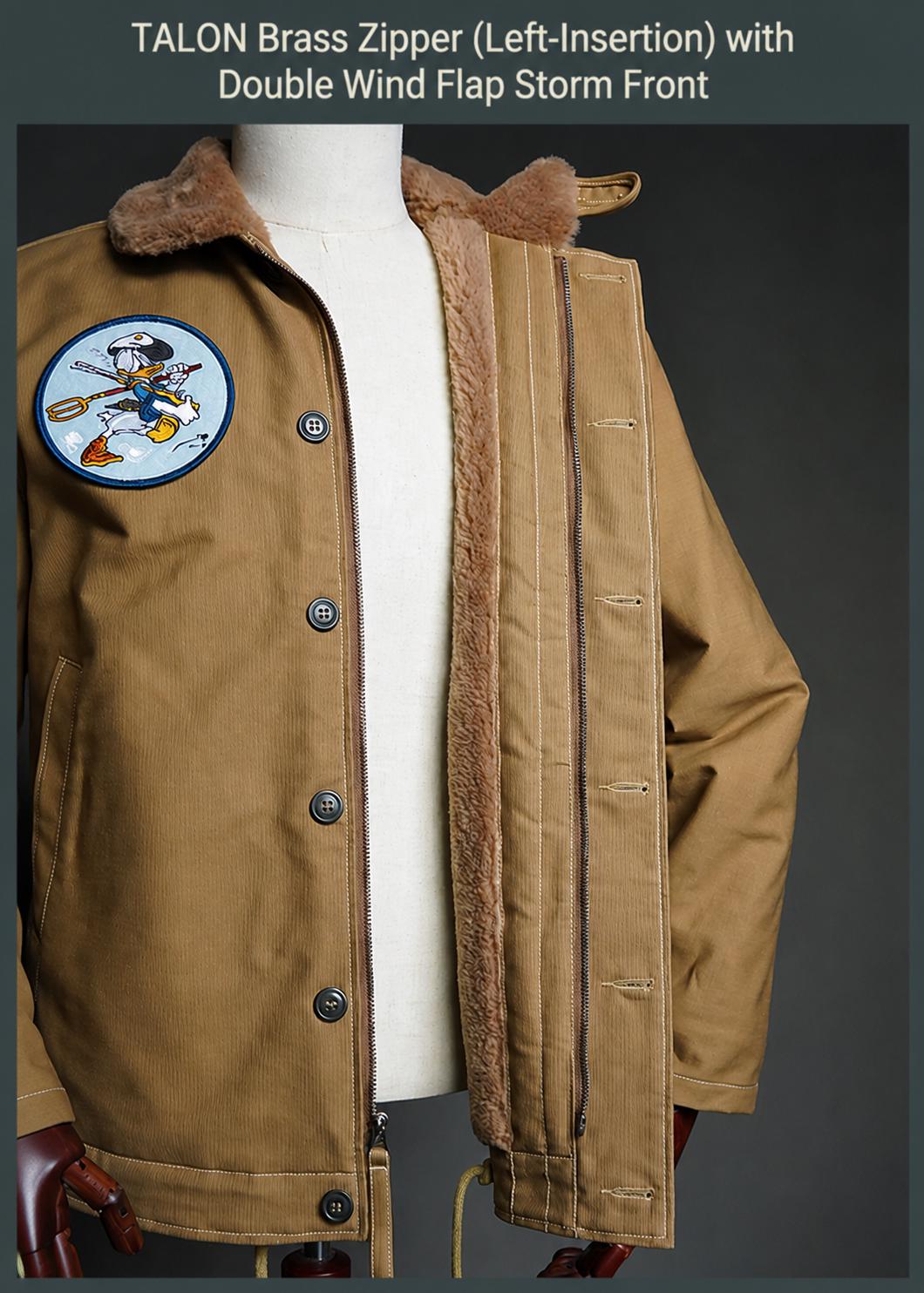 WWII US Navy N-1 Deck Jacket, Jungle Cloth, Alpaca Lined Reproduction Coat