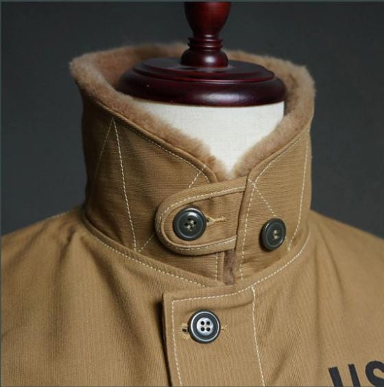 WWII US Navy N-1 Deck Jacket, Jungle Cloth, Alpaca Lined Reproduction Coat