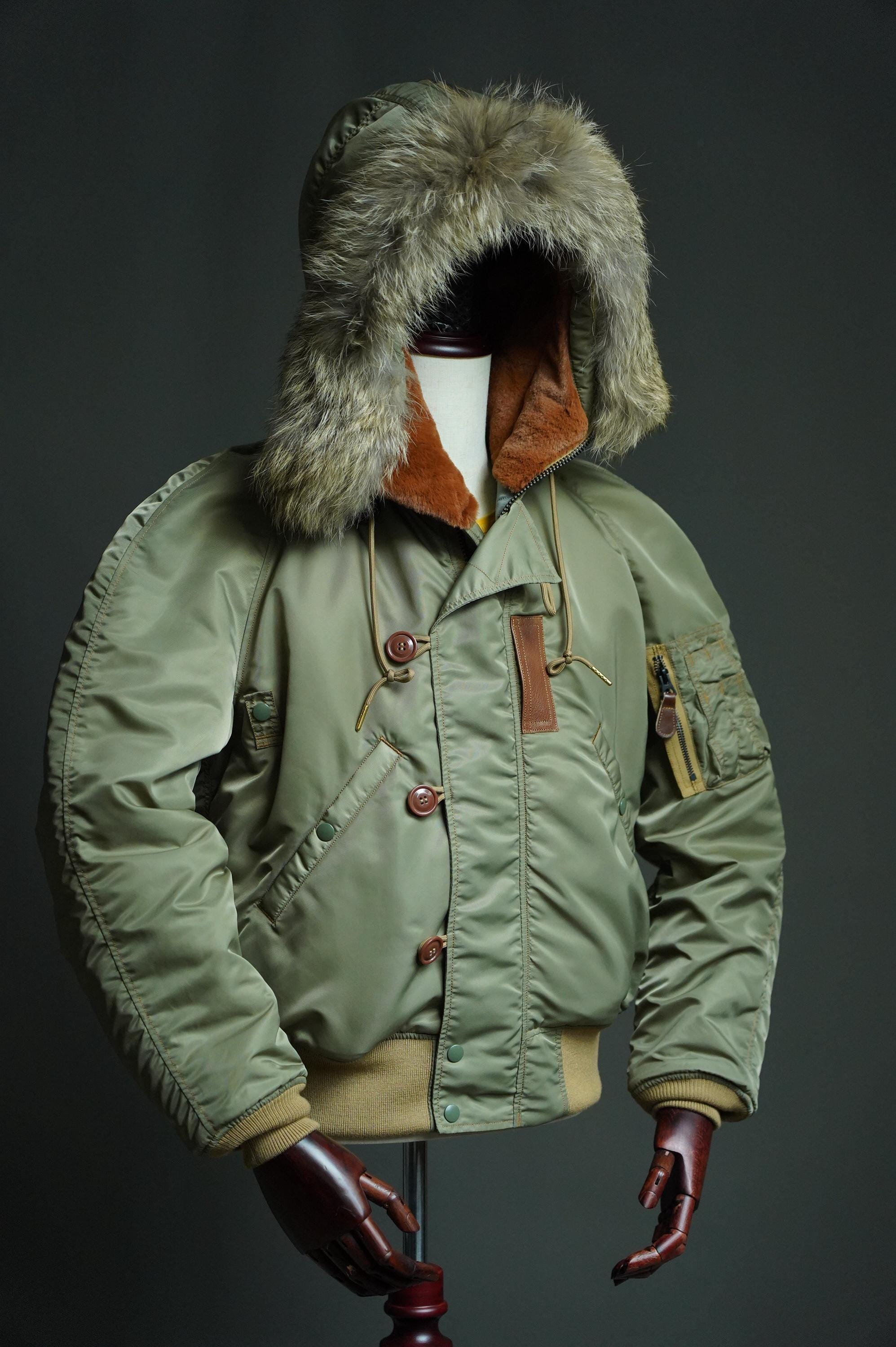 N-2B Flight Jacket, 1950s Military Aviation Jacket, Nylon 66 Wool Insulated Hooded Bomber