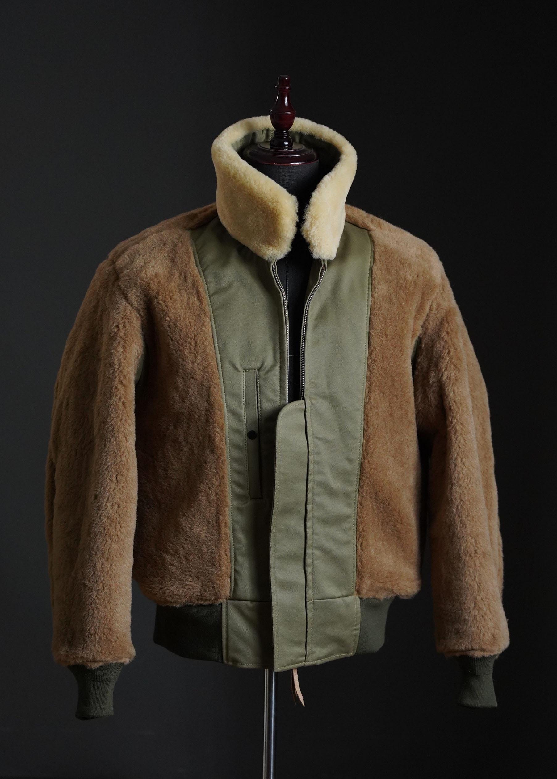 Binhai Global B-10 Flight Jacket – WWII Flying Tigers Style, Wool Alpaca Lining, TALON Zipper, Heavyweight Winter Jacket, Beige