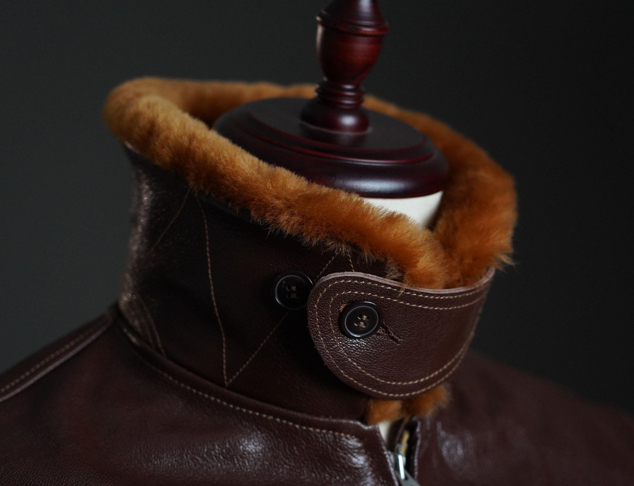 WWII US Navy M-422 Goatskin Flight Jacket | Mouton Collar Aviator Coat