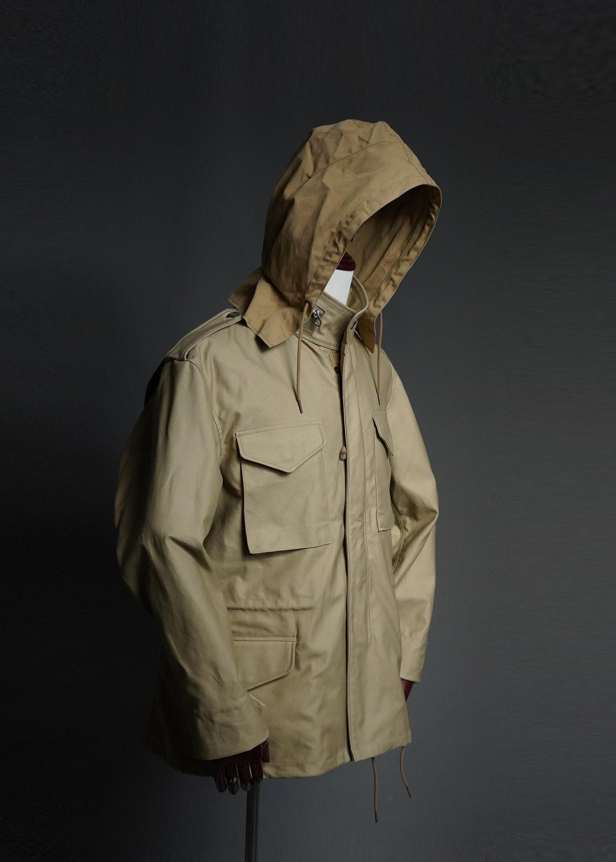 M-65 Field Jacket Reproduction, Vietnam War Era Military Jacket, Cotton Field Coat, Vintage Style US Army Jacket - Khaki