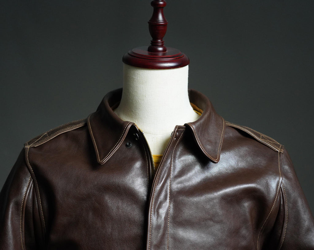 AN-J-3 Horsehide Flight Jacket, WWII Army Navy Reproduction, Chocolate Brown Leather Aviation Jacket, Vintage Military Bomber