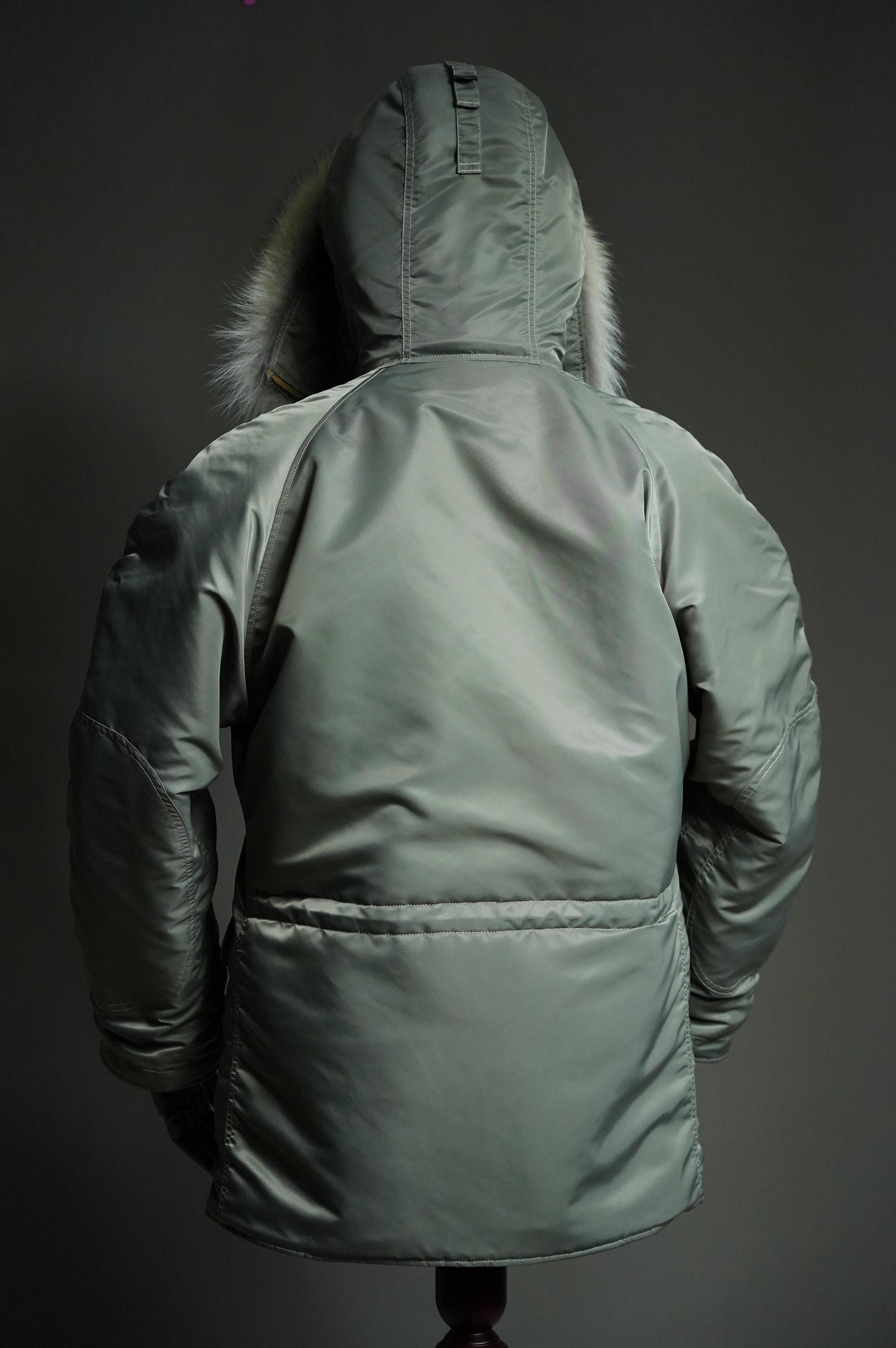 N-3B Flight Parka, Cold Weather Military Aviation Jacket, Nylon 66 Wool Insulated Hooded Jacket