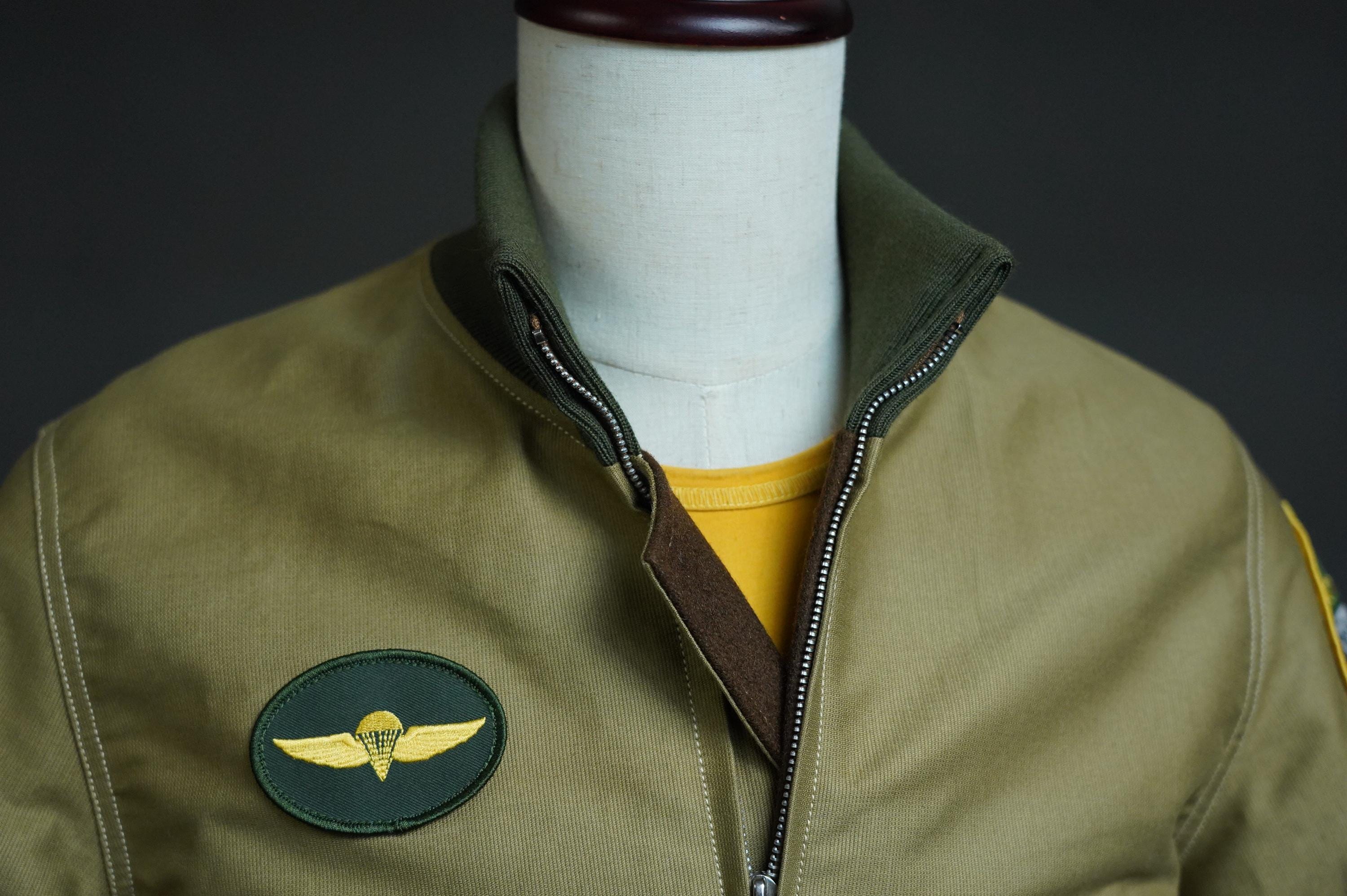 Vintage Military Cotton Bomber Jacket, Wool Lined Tanker Jacket, Olive Drab Short Field Jacket