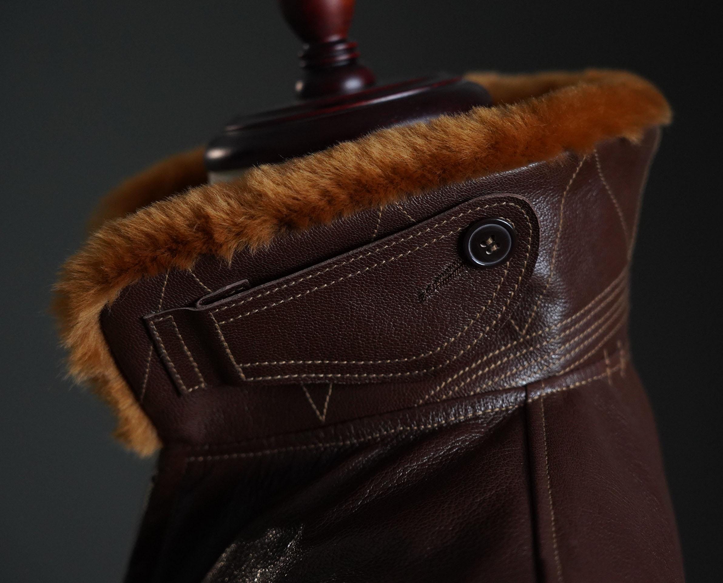 WWII US Navy M-422 Goatskin Flight Jacket | Mouton Collar Aviator Coat