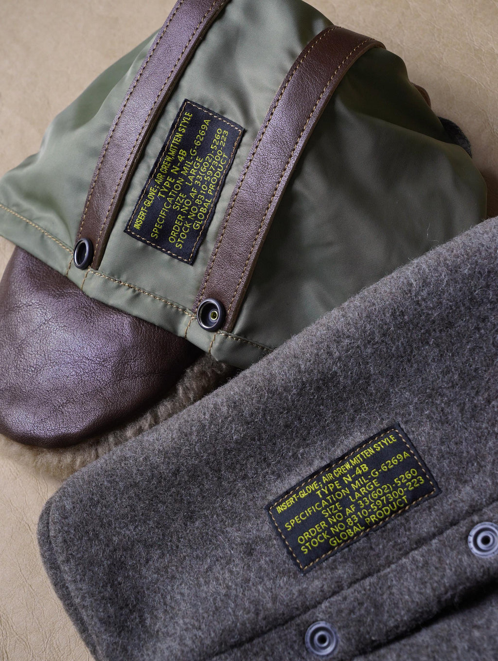 N-4B Flight Mittens Reproduction, Korean War Era USAF Cold Weather Gloves, Military Aviation Winter Mittens