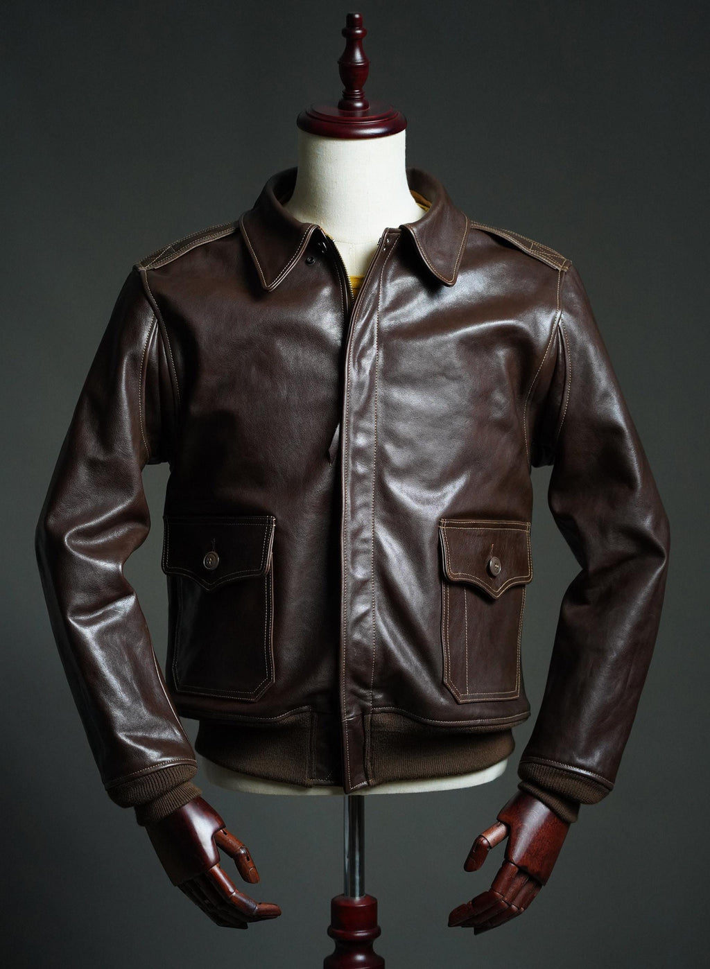 AN-J-3 Horsehide Flight Jacket, WWII Army Navy Reproduction, Chocolate Brown Leather Aviation Jacket, Vintage Military Bomber