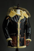 B-7 Shearling Flight Coat, WWII USAAF Sheepskin Jacket, Vintage Military Winter Aviation Parka