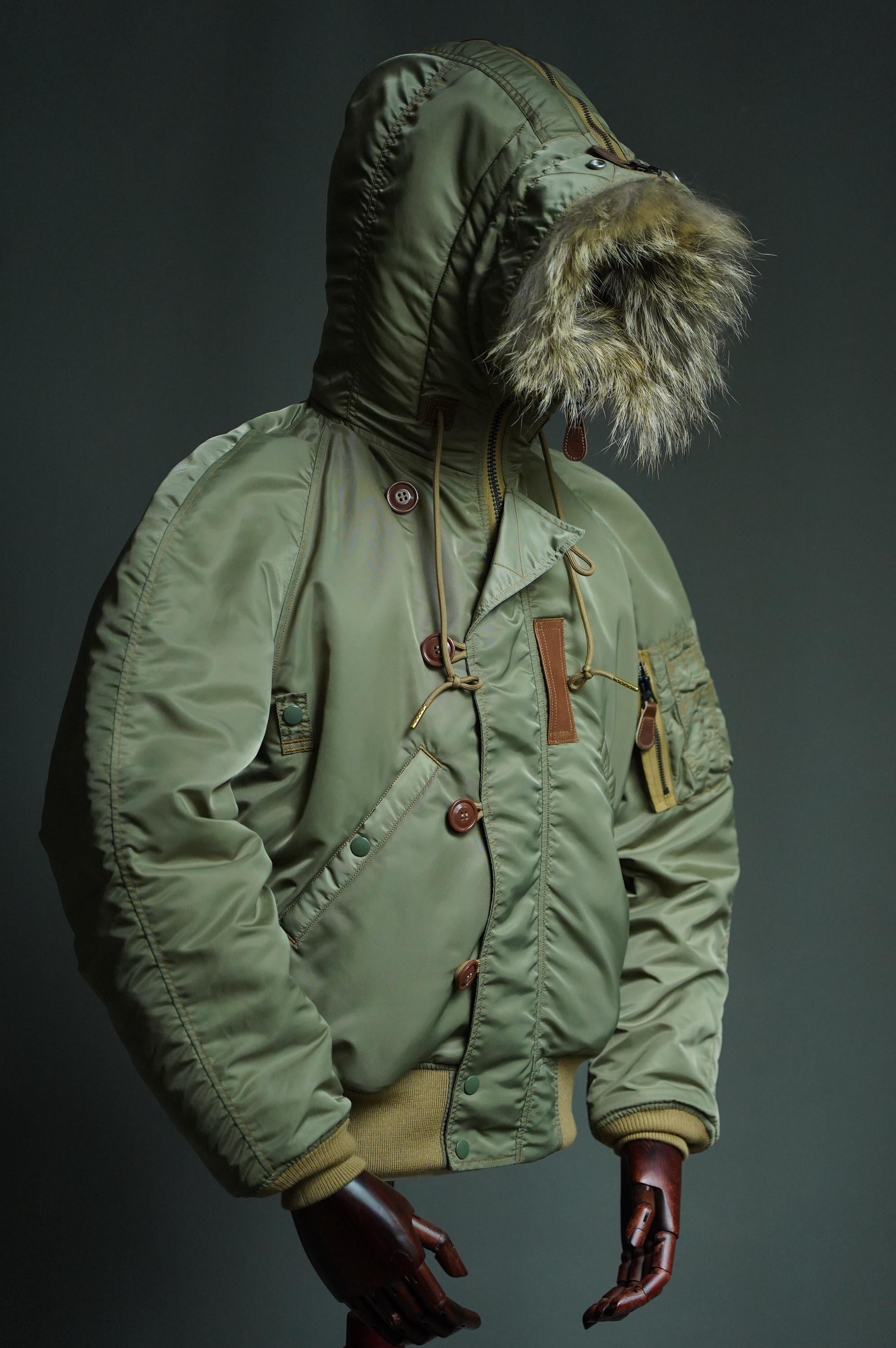 N-2B Flight Jacket, 1950s Military Aviation Jacket, Nylon 66 Wool Insulated Hooded Bomber