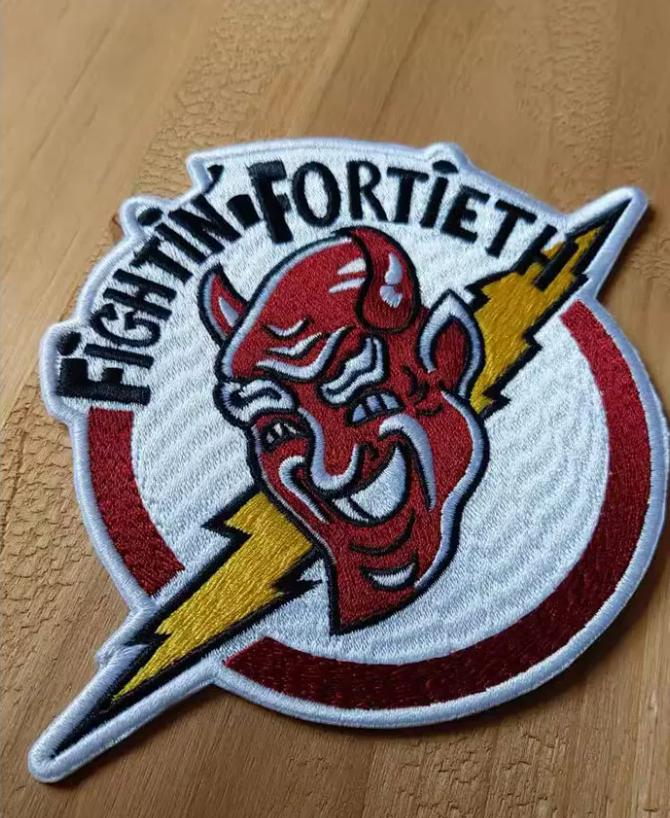 WWII USAAF 40th Fighter Squadron “Fightin’ Fortieth” Embroidered Badge | Military Patch Reproduction | Large Size