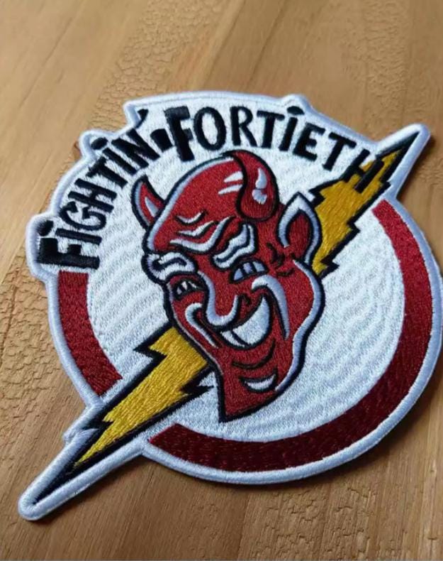 WWII USAAF 40th Fighter Squadron “Fightin’ Fortieth” Embroidered Badge | Military Patch Reproduction | Large Size