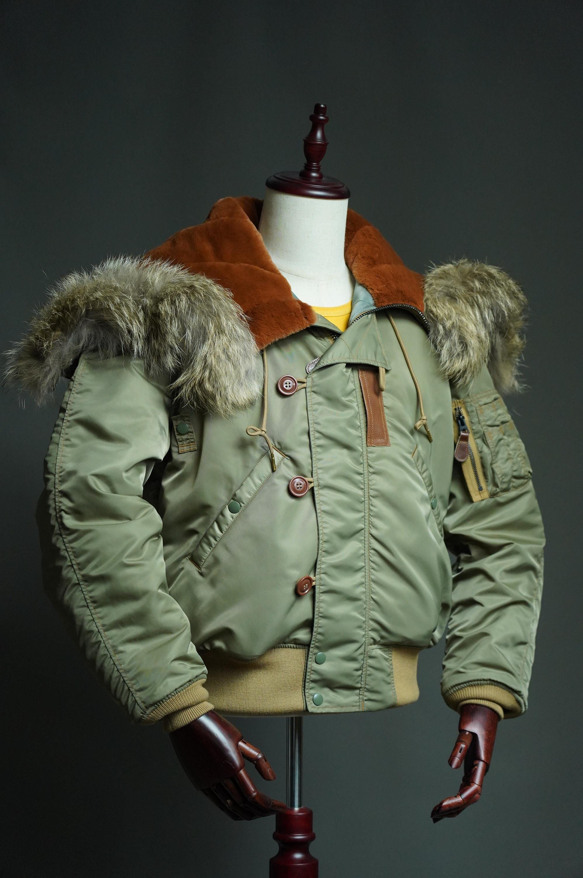 N-2B Flight Jacket, 1950s Military Aviation Jacket, Nylon 66 Wool Insulated Hooded Bomber