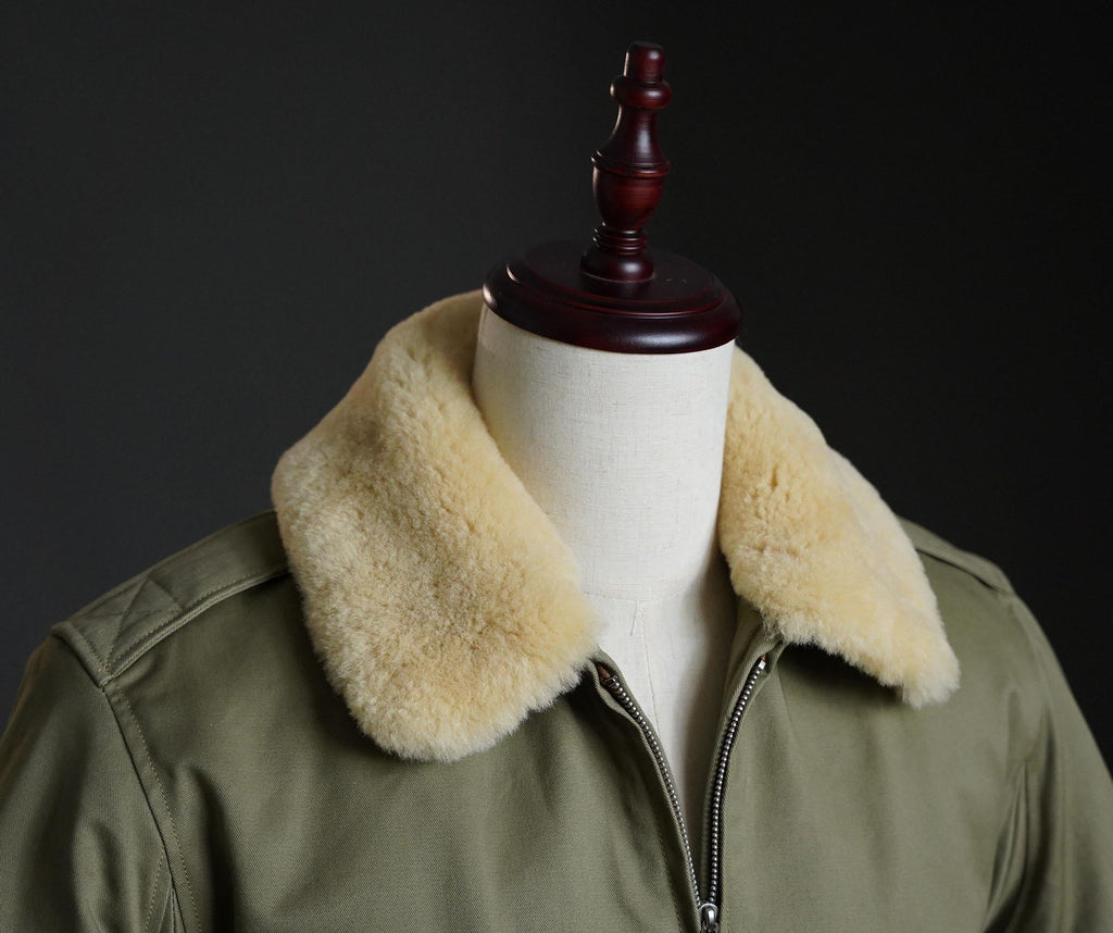 Binhai Global B-10 Flight Jacket – WWII Flying Tigers Style, Wool Alpaca Lining, TALON Zipper, Heavyweight Winter Jacket, Beige