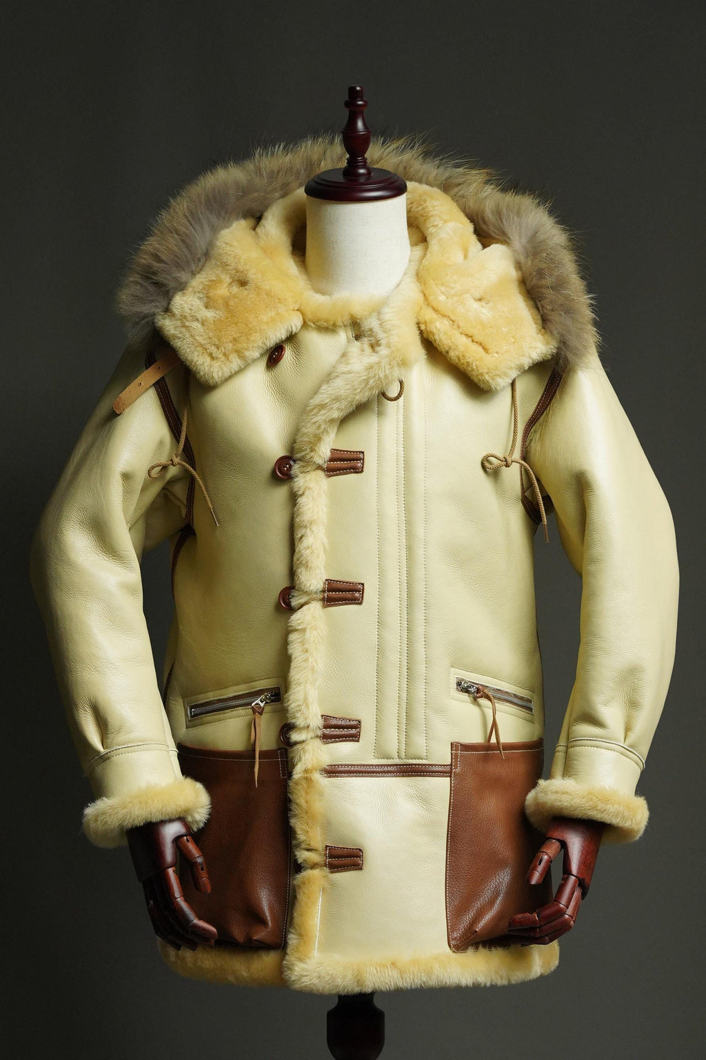 B-7 Shearling Flight Coat, WWII USAAF Sheepskin Jacket, Vintage Military Winter Aviation Parka
