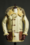 B-7 Shearling Flight Coat, WWII USAAF Sheepskin Jacket, Vintage Military Winter Aviation Parka