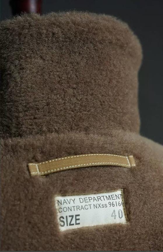 WWII US Navy N-1 Deck Jacket, Jungle Cloth, Alpaca Lined Reproduction Coat