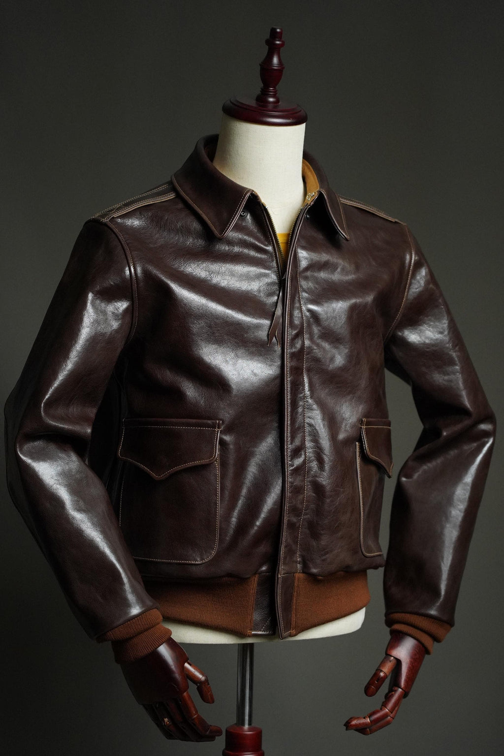 A-2 Horsehide Flight Jacket, WWII USAAF Reproduction, Seal Brown Leather Bomber Jacket, Vintage Military Aviation Jacket
