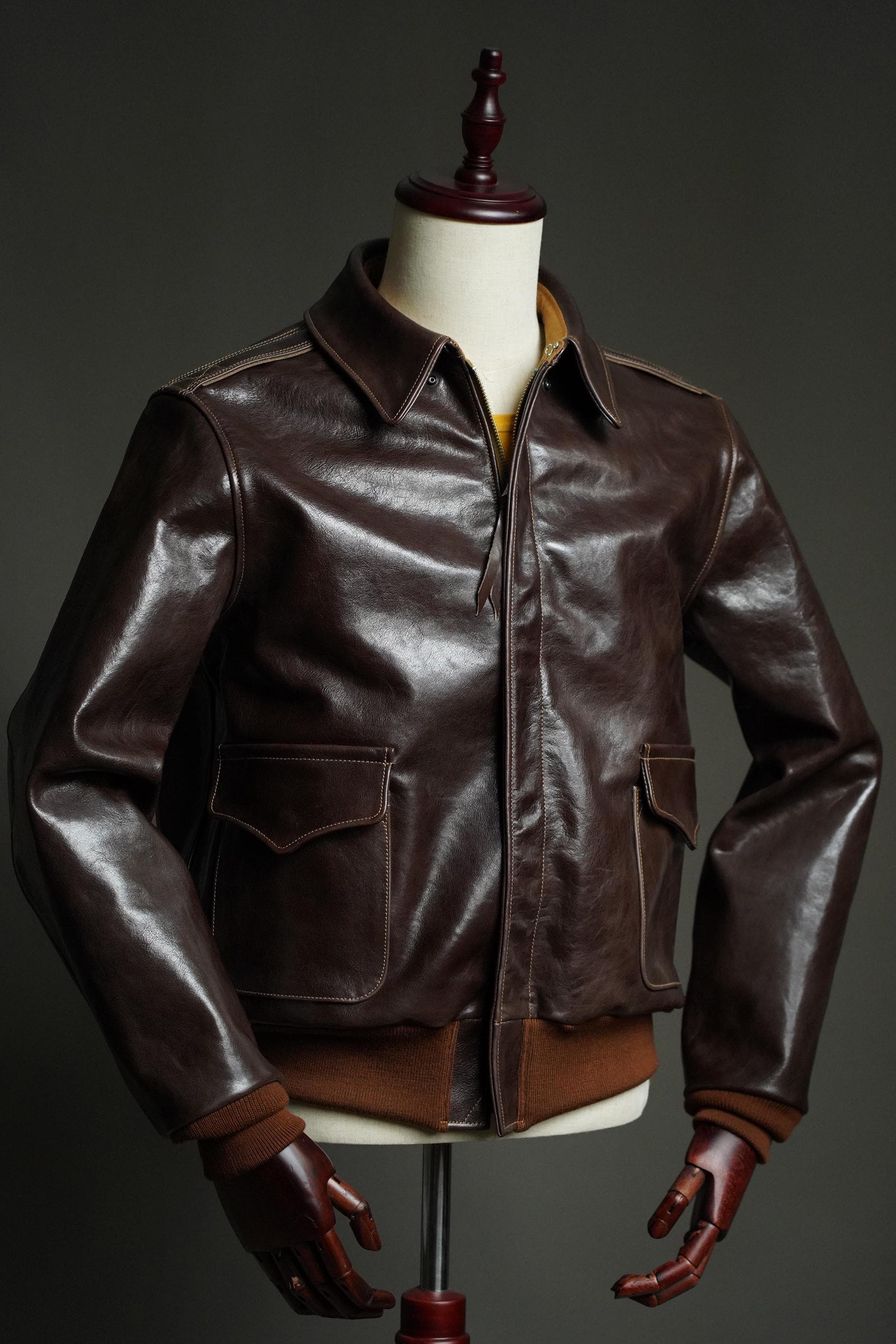 A-2 Horsehide Flight Jacket, WWII USAAF Reproduction, Seal Brown Leather Bomber Jacket, Vintage Military Aviation Jacket