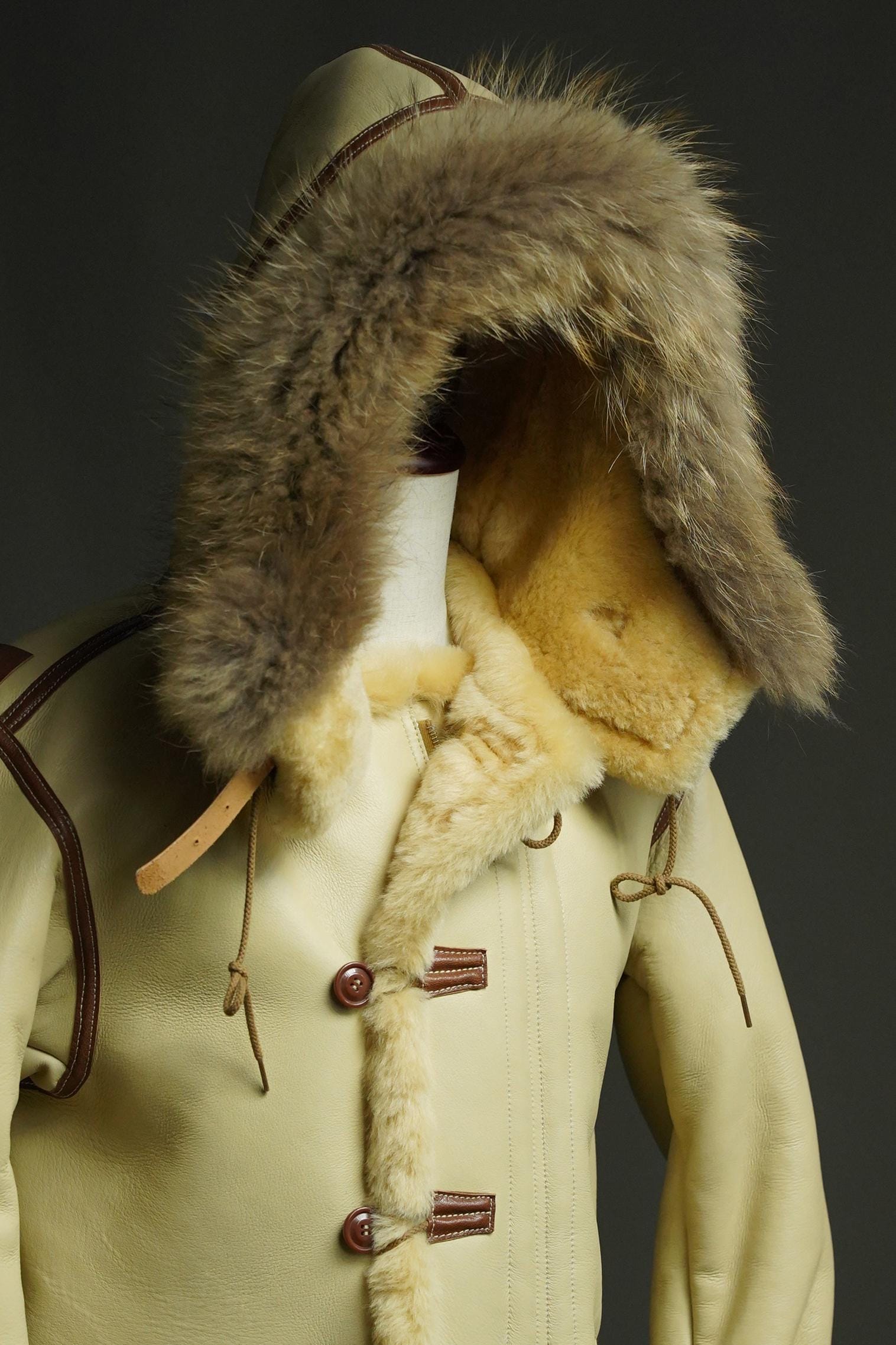 B-7 Shearling Flight Coat, WWII USAAF Sheepskin Jacket, Vintage Military Winter Aviation Parka