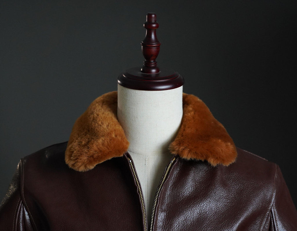 WWII US Navy M-422 Goatskin Flight Jacket | Mouton Collar Aviator Coat