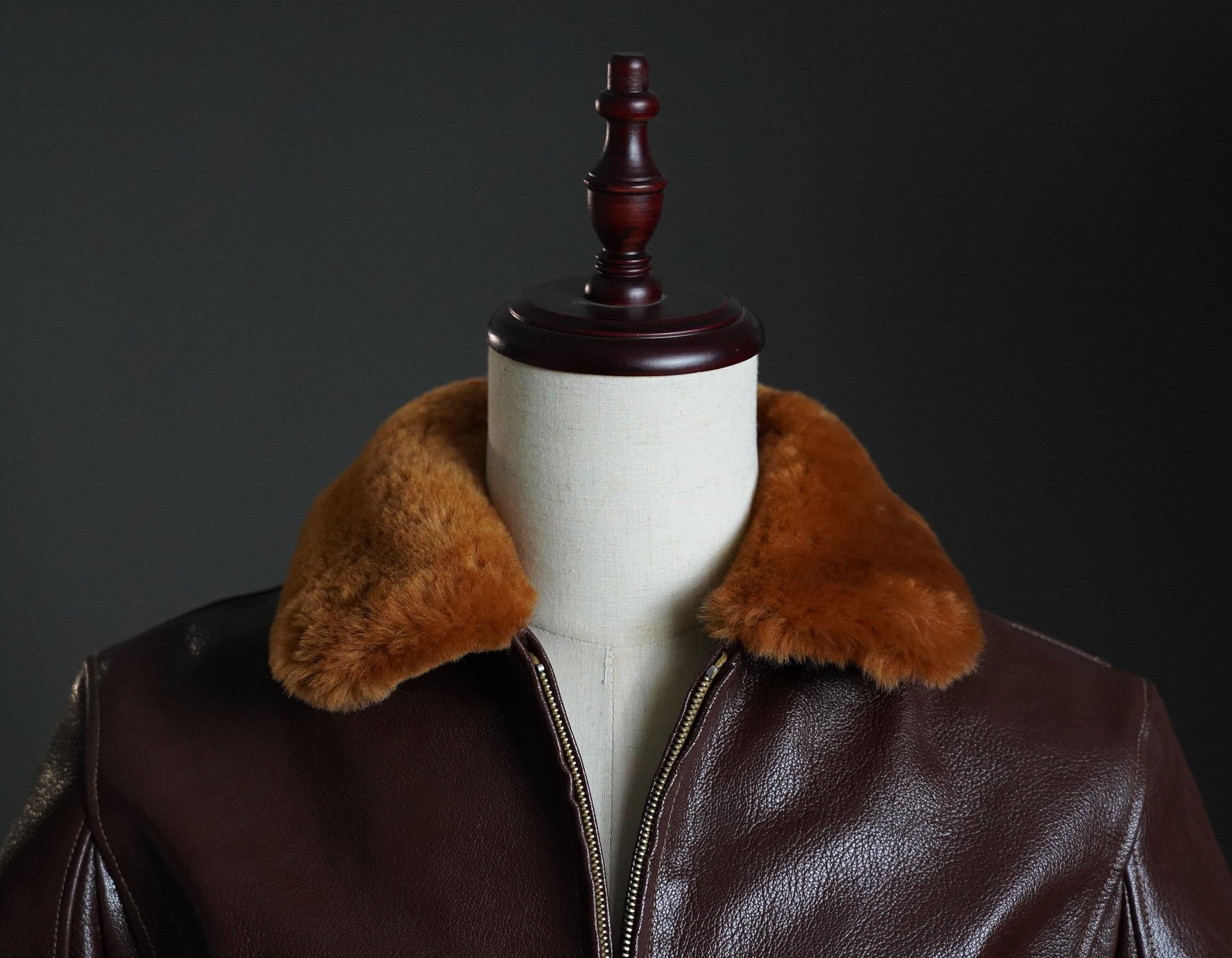 WWII US Navy M-422 Goatskin Flight Jacket | Mouton Collar Aviator Coat