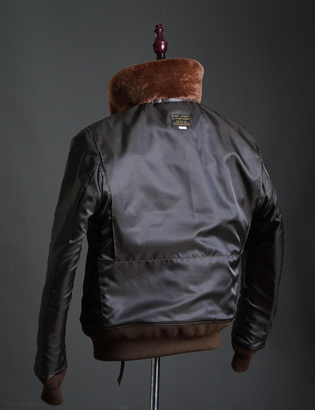 G-1 US Navy Flight Jacket, 55-J-14 Goatskin Leather Bomber, Shearling Collar Military Aviation Jacket