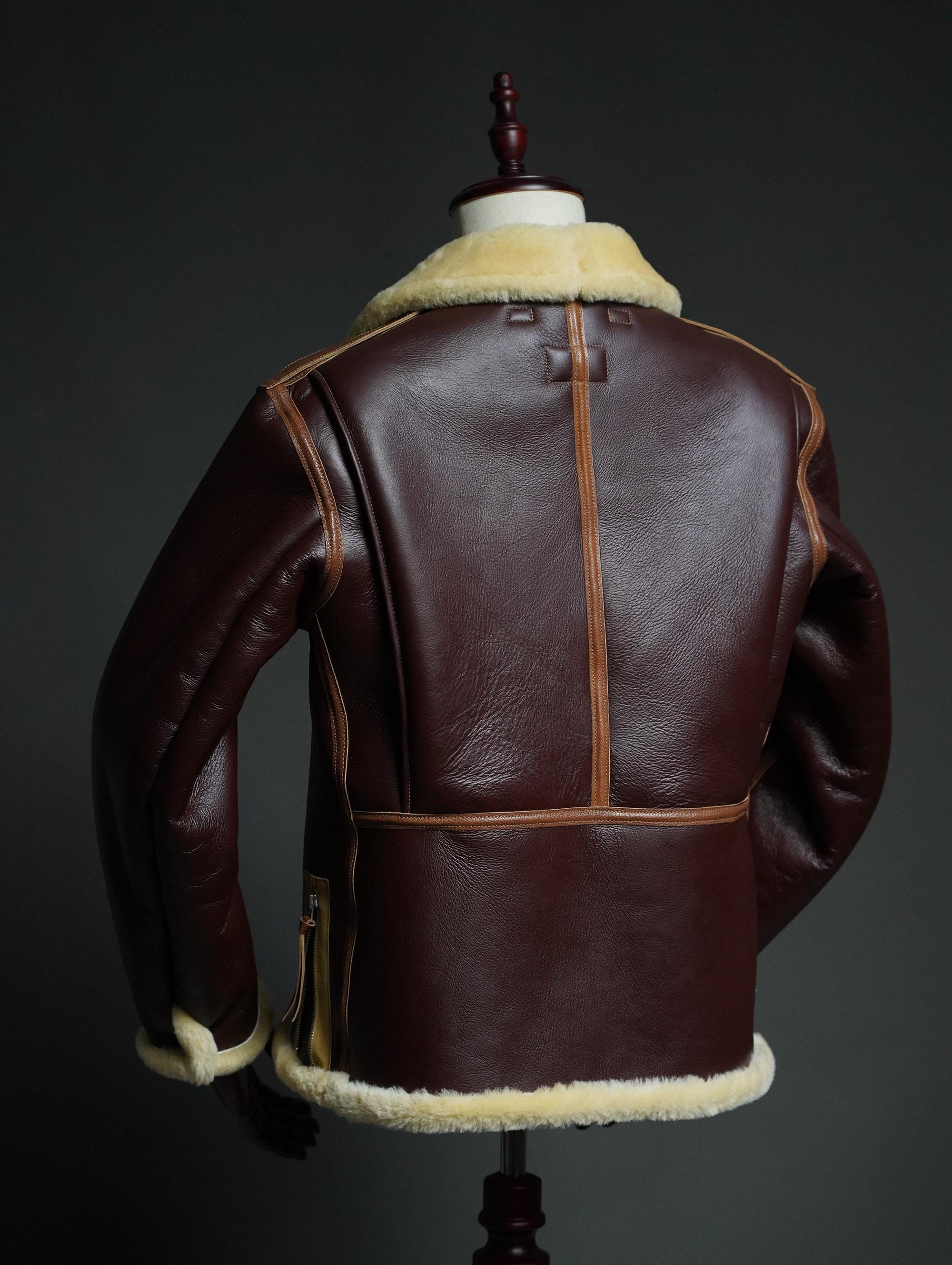 B-6 Shearling Flight Jacket, WWII USAAF Sheepskin Leather Bomber, Vintage Military Aviation Jacket
