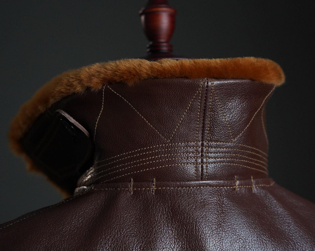 WWII US Navy M-422 Goatskin Flight Jacket | Mouton Collar Aviator Coat