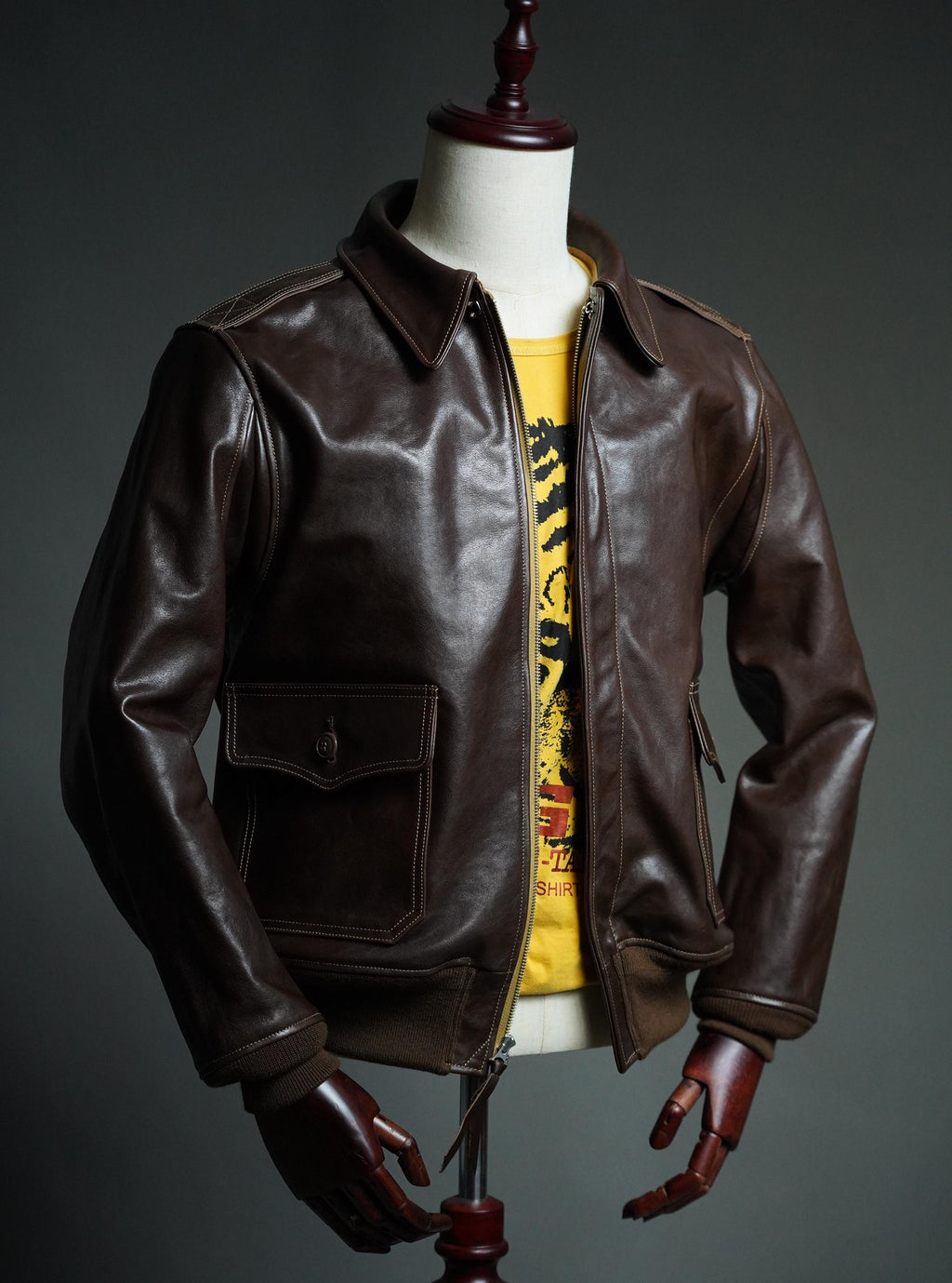AN-J-3 Horsehide Flight Jacket, WWII Army Navy Reproduction, Chocolate Brown Leather Aviation Jacket, Vintage Military Bomber