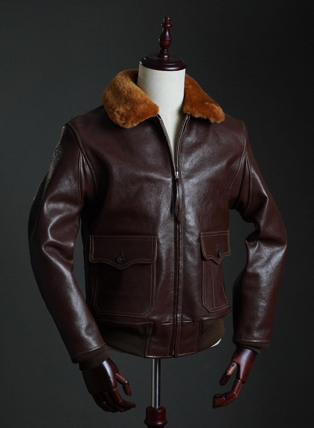 WWII US Navy M-422 Goatskin Flight Jacket | Mouton Collar Aviator Coat