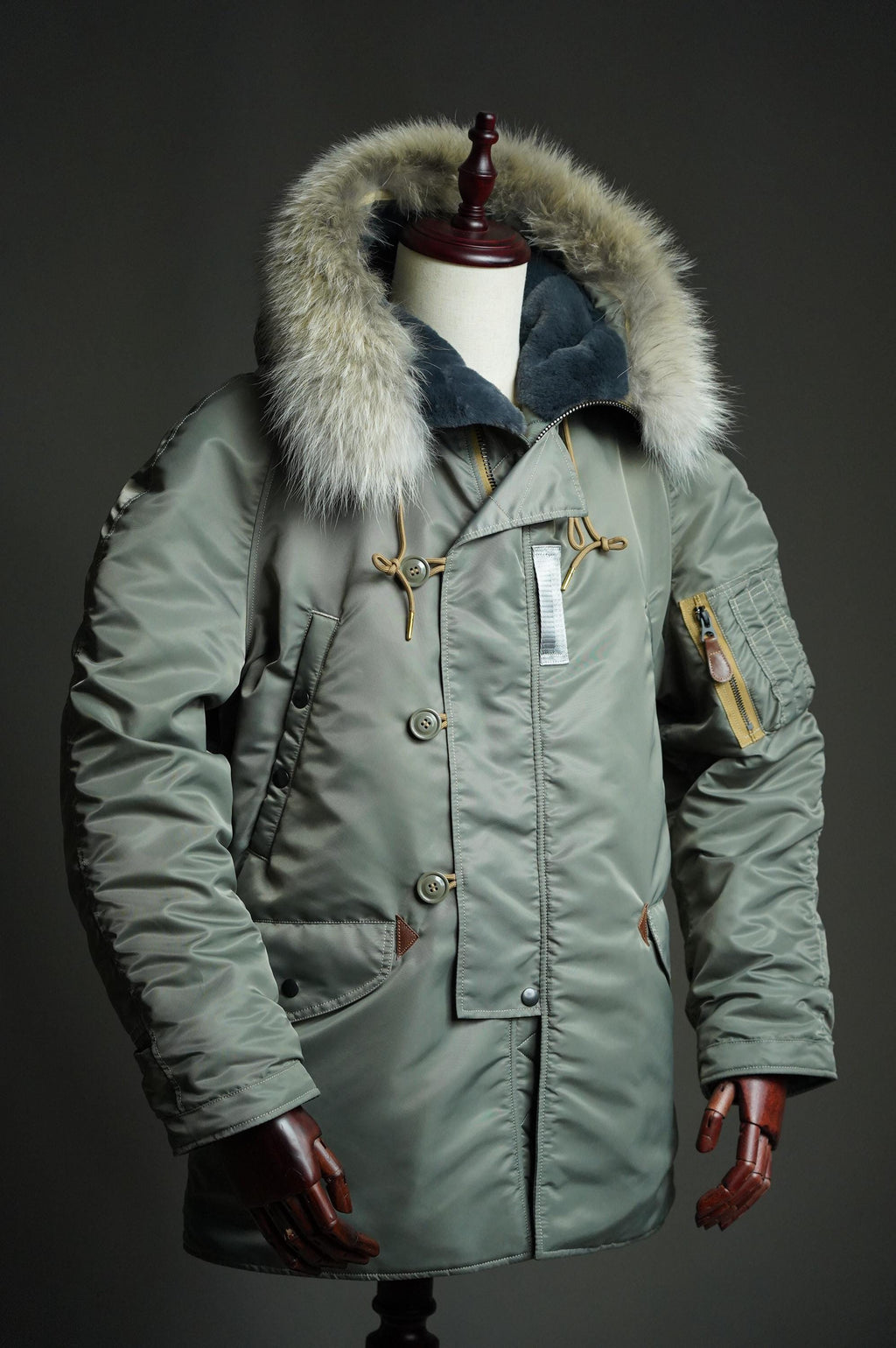 N-3B Flight Parka, Cold Weather Military Aviation Jacket, Nylon 66 Wool Insulated Hooded Jacket