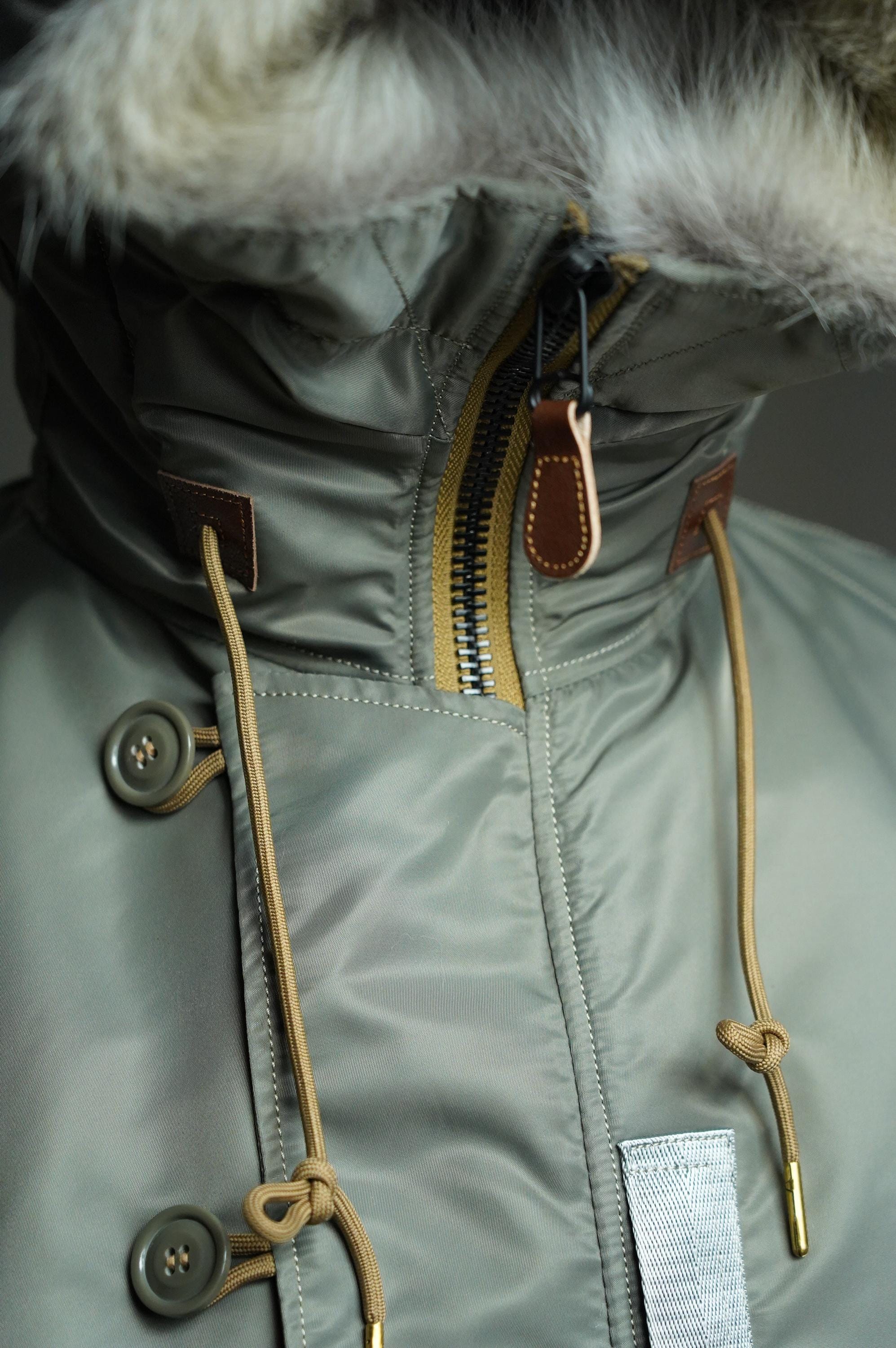 N-3B Flight Parka, Cold Weather Military Aviation Jacket, Nylon 66 Wool Insulated Hooded Jacket