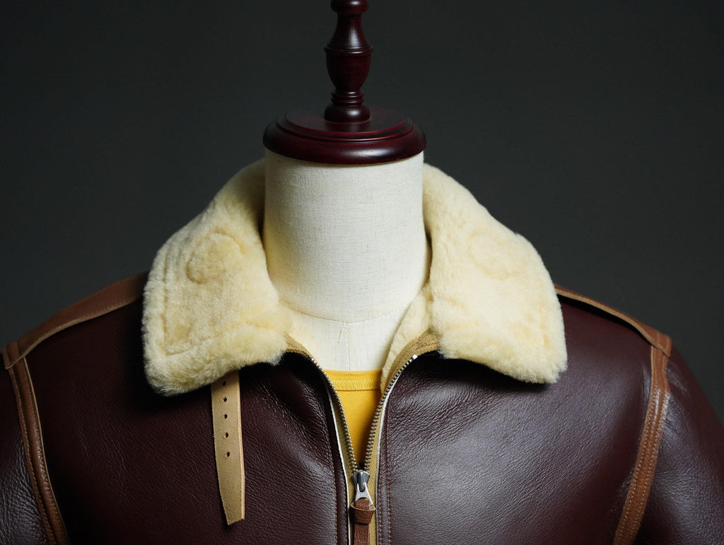B-6 Shearling Flight Jacket, WWII USAAF Sheepskin Leather Bomber, Vintage Military Aviation Jacket