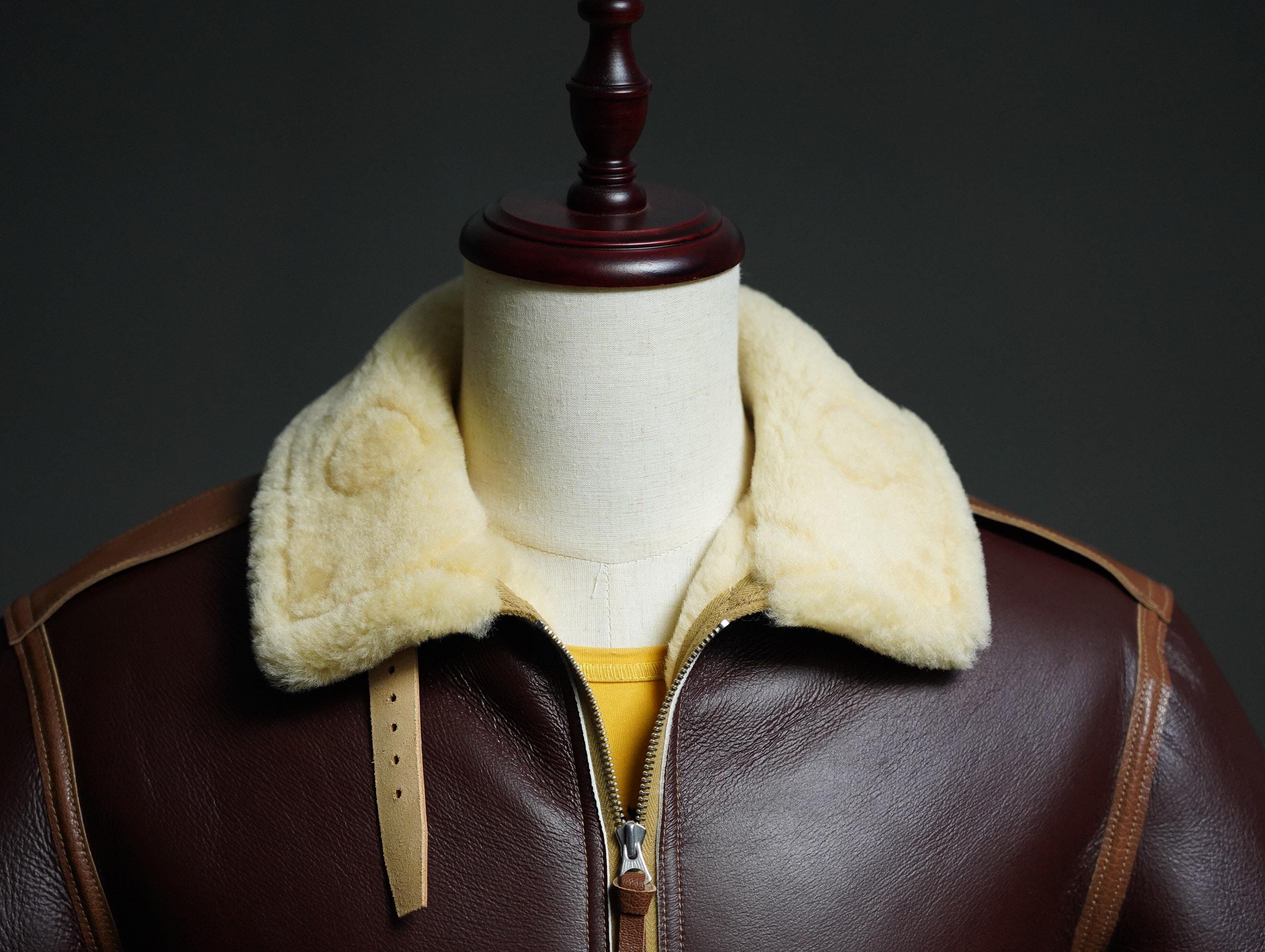 B-6 Shearling Flight Jacket, WWII USAAF Sheepskin Leather Bomber, Vintage Military Aviation Jacket