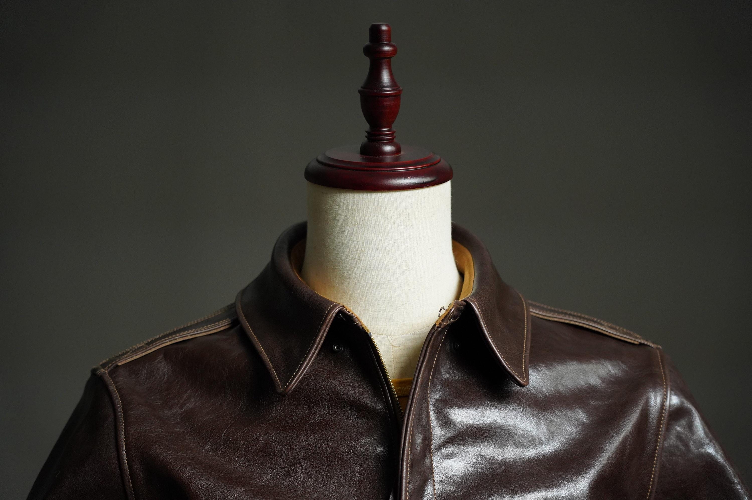 A-2 Horsehide Flight Jacket, WWII USAAF Reproduction, Seal Brown Leather Bomber Jacket, Vintage Military Aviation Jacket