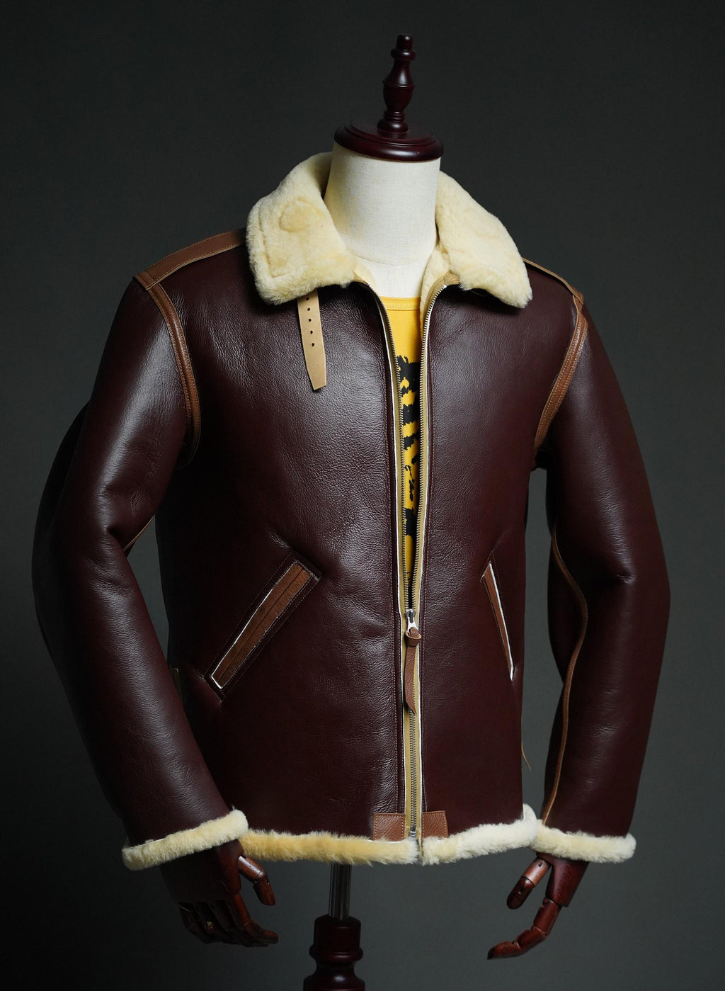 B-6 Shearling Flight Jacket, WWII USAAF Sheepskin Leather Bomber, Vintage Military Aviation Jacket