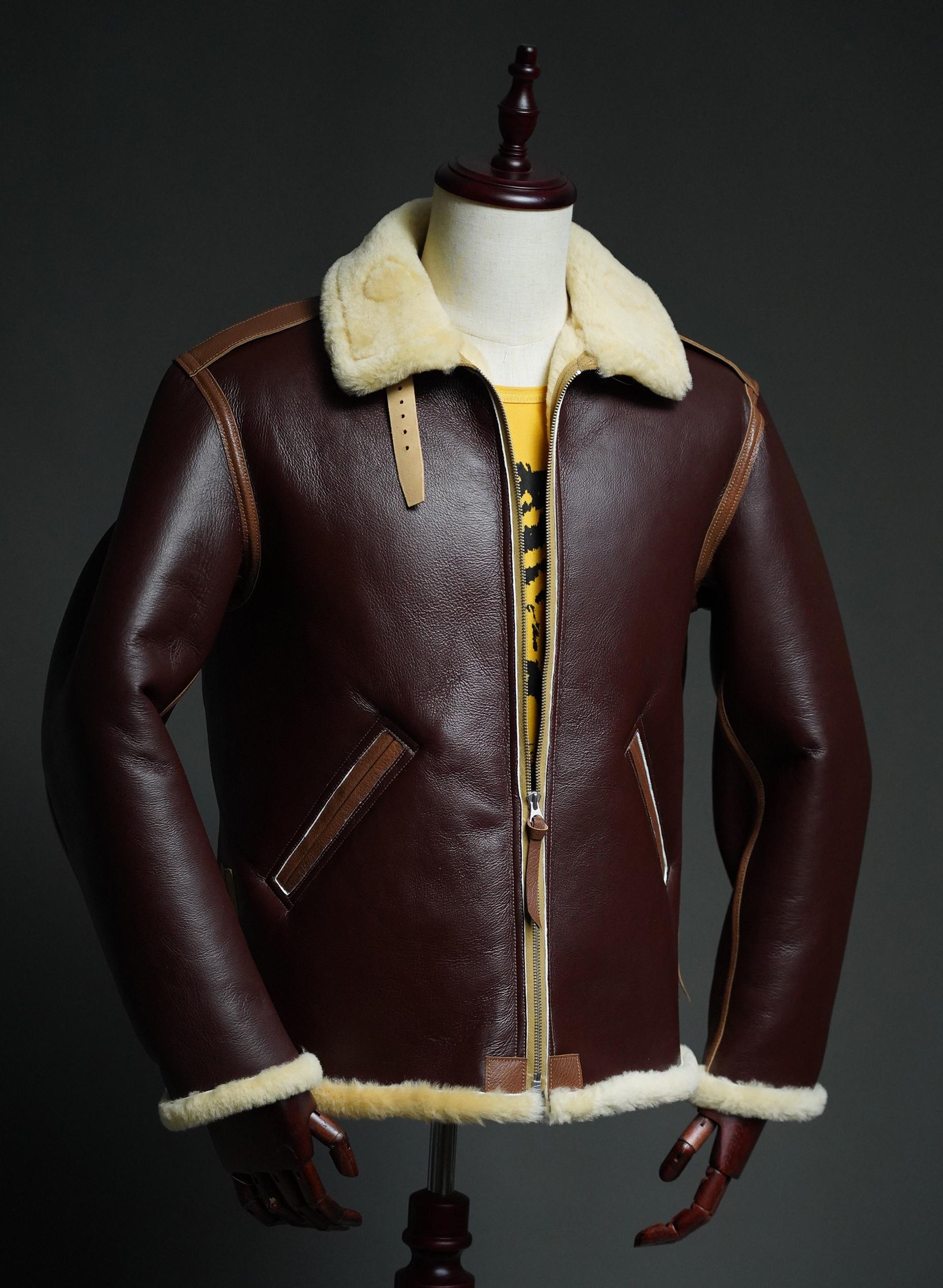 B-6 Shearling Flight Jacket, WWII USAAF Sheepskin Leather Bomber, Vintage Military Aviation Jacket