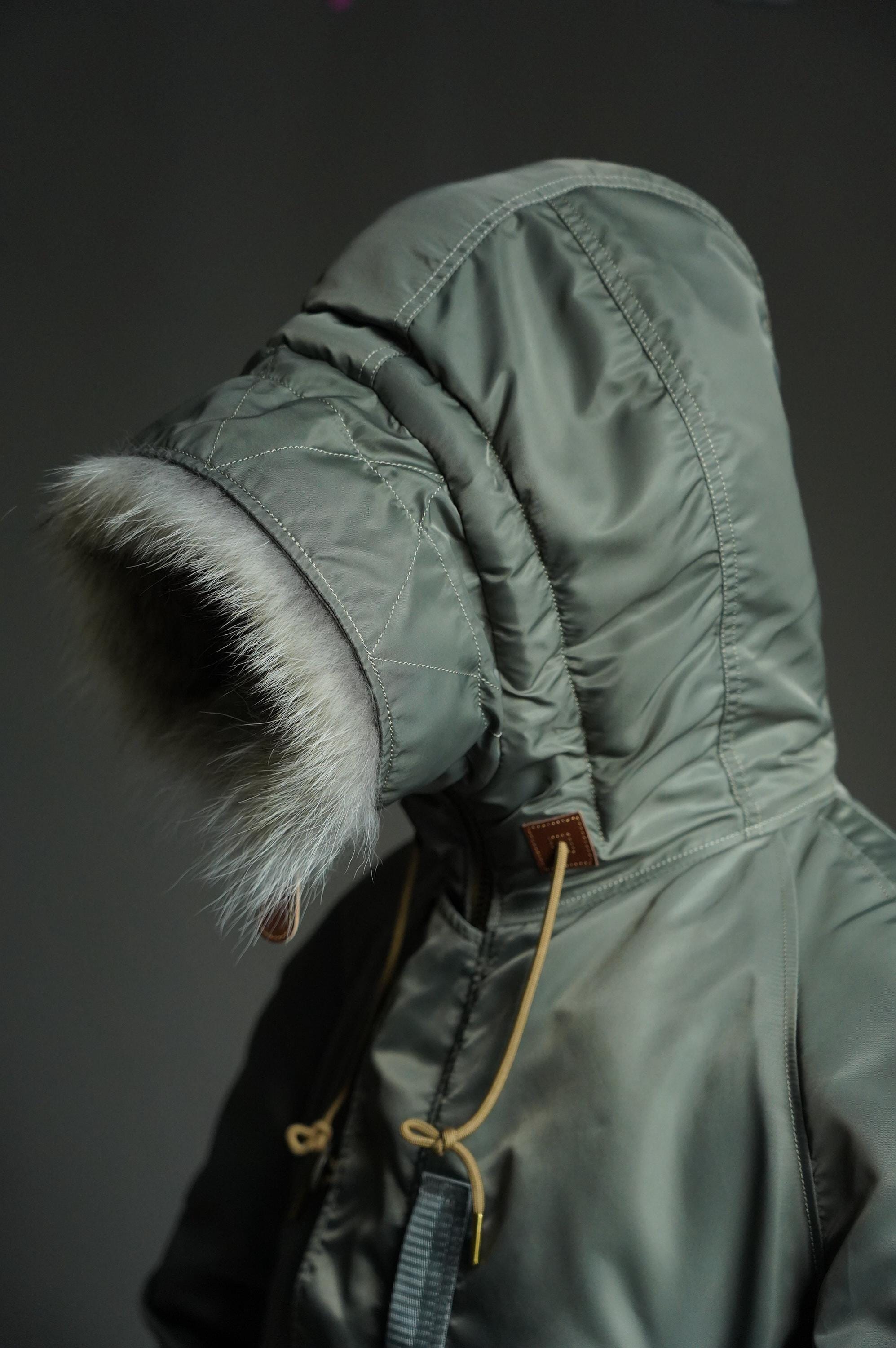 N-3B Flight Parka, Cold Weather Military Aviation Jacket, Nylon 66 Wool Insulated Hooded Jacket