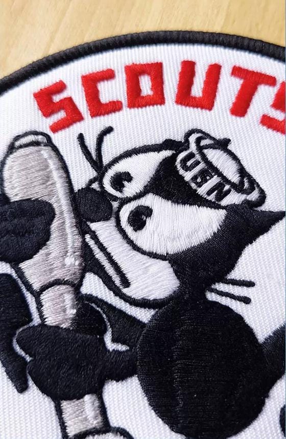 WWII US Navy Scouts & Raiders Felix the Cat Embroidered Badge