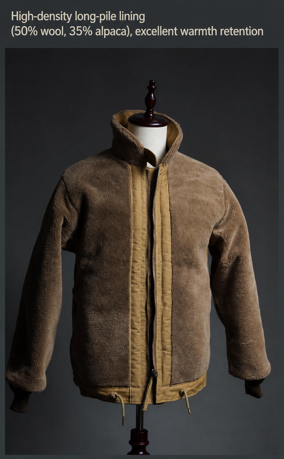 WWII US Navy N-1 Deck Jacket, Jungle Cloth, Alpaca Lined Reproduction Coat