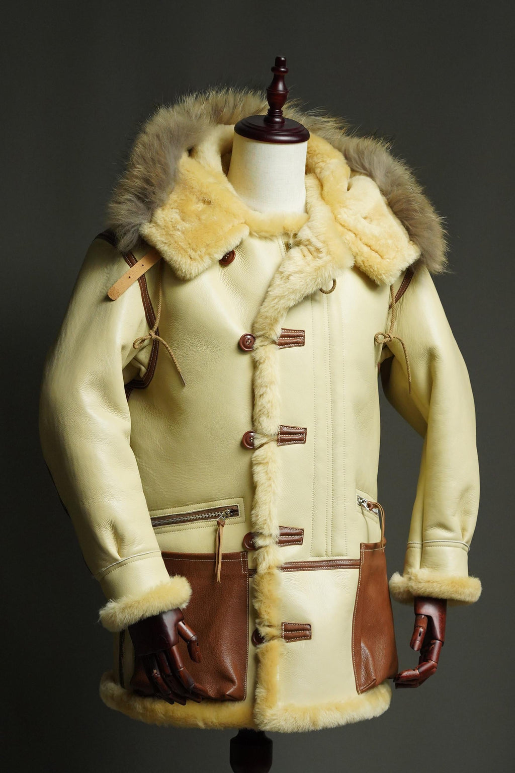 B-7 Shearling Flight Coat, WWII USAAF Sheepskin Jacket, Vintage Military Winter Aviation Parka