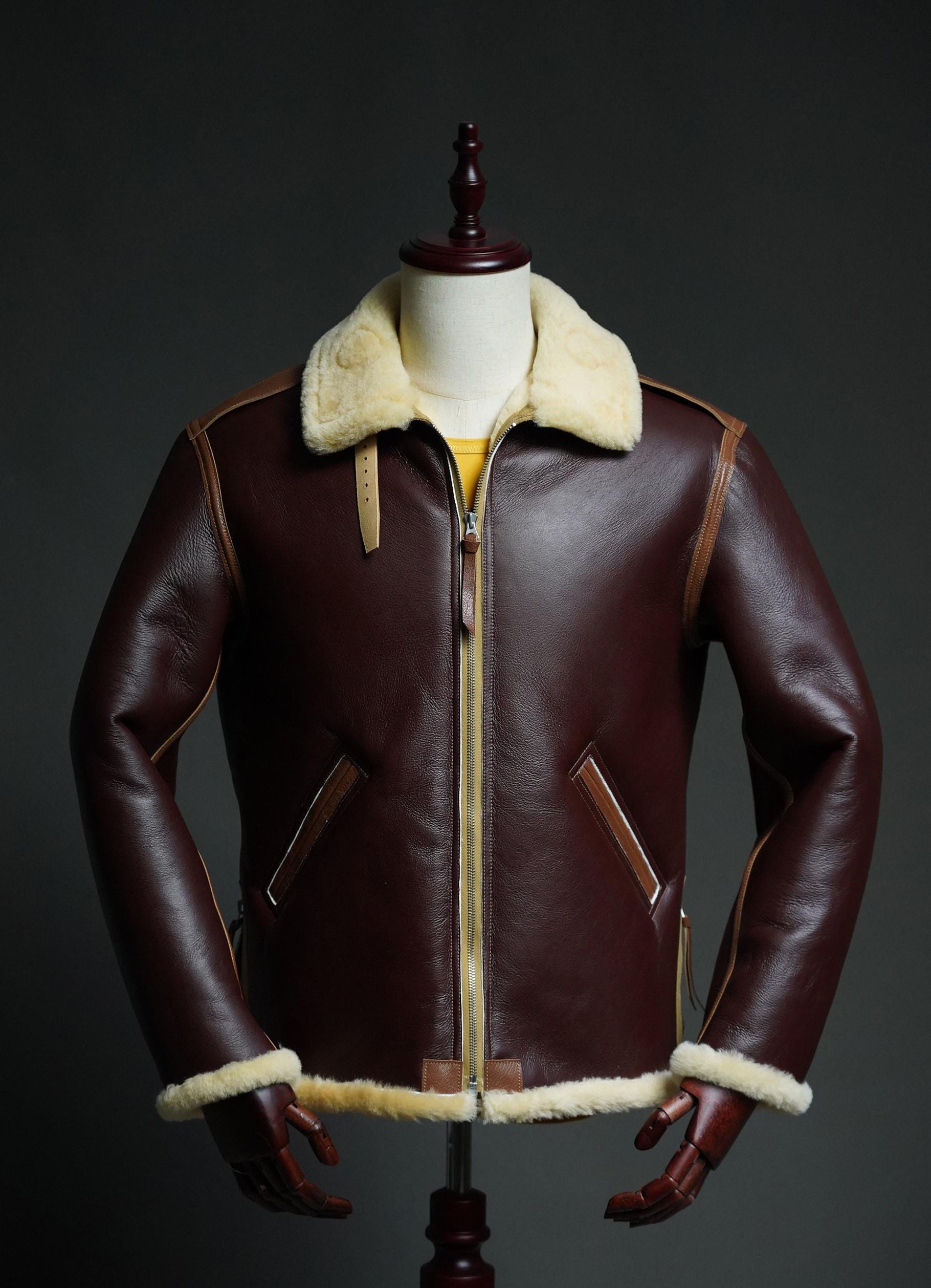 B-6 Shearling Flight Jacket, WWII USAAF Sheepskin Leather Bomber, Vintage Military Aviation Jacket