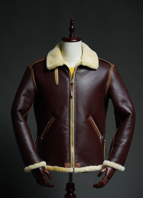 B-6 Shearling Flight Jacket, WWII USAAF Sheepskin Leather Bomber, Vintage Military Aviation Jacket